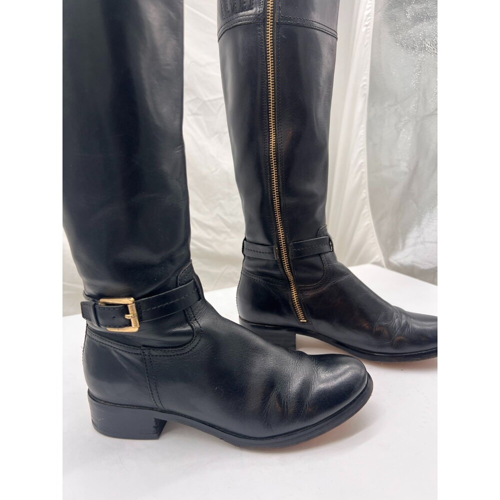 MICHAEL KORS STOCKARD LEATHER TALL RIDING BOOT BLACK SZ 5.5 WIDE CALF - Picture 6 of 16